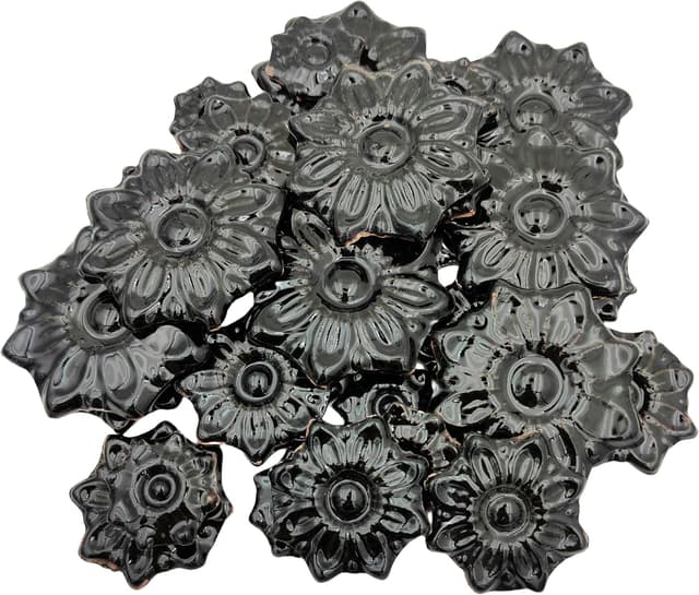 Detalle de Zufällige Keramik-Mosaikfliesen zum Basteln – 500 g in 3 Größen (Schwarz, Blume)