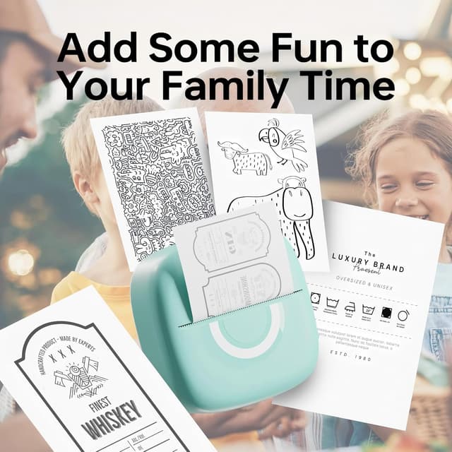 Detalle de Cabaro Mini Drucker für Aufkleber & Fotodruck per Bluetooth (Thermoprinter, 3 Rollen)