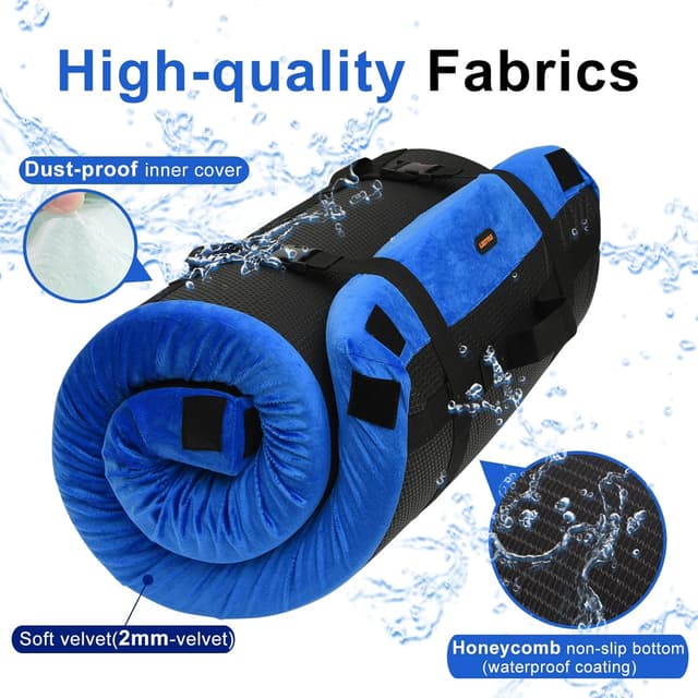 Detalle de Memory Foam Camping Mattress Pad for Adults — Waterproof, Non-Slip Roll-Up Floor Sleeping Mat