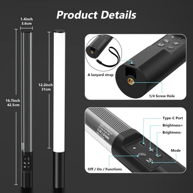 Detalle de Heysliy Photography Light Wand RGB 1000 lm