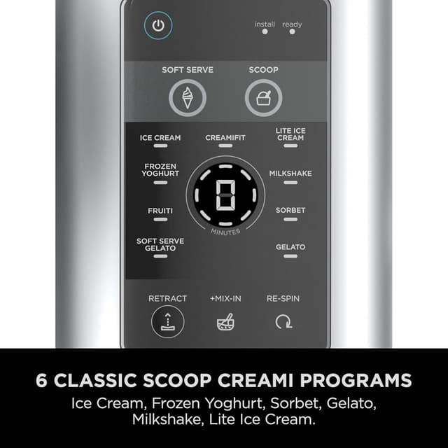 Detalle de Ninja CREAMi Scoop and Swirl Soft Serve and Ice Cream Maker (NC701UK) with 2× 480ml tubs and 13 functions