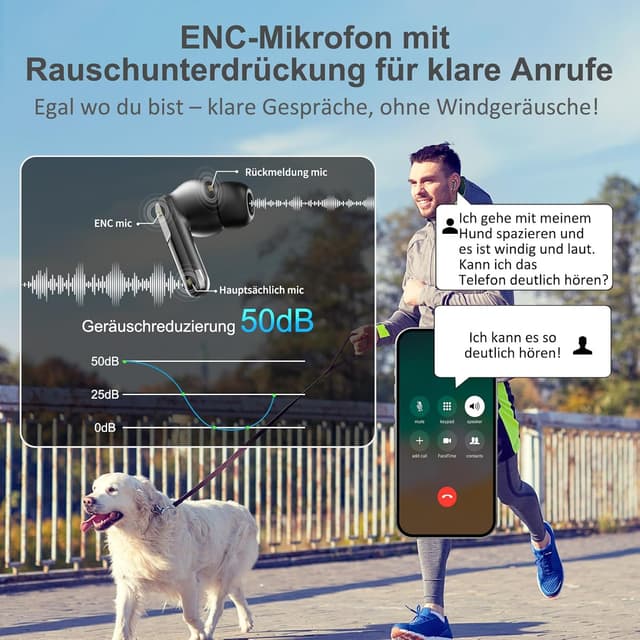 Detalle 2 de EXZHIG Kabellose In‑Ear Bluetooth 5.4 Kopfhörer, 30 Std. Spielzeit