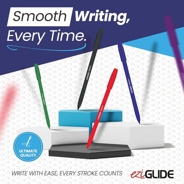 Detalle de Eziglide 100-Pack Ballpoint Pen Set (Green) with Easy Grip – Medium Point 1.0mm