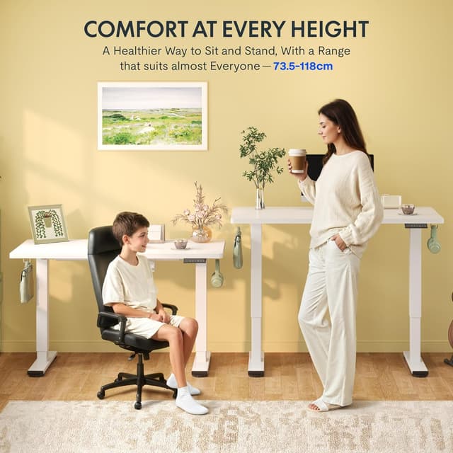 Detalle de FLEXISPOT Bureau Assis-Debout électrique réglable en hauteur avec commande digitale et système anti-collision