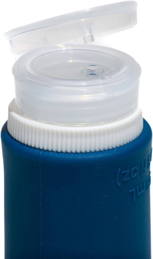 Detalle de Muitomas flaconi da viaggio da 98 ml con custodia trasparente in silicone (3 pezzi) blu ottanio