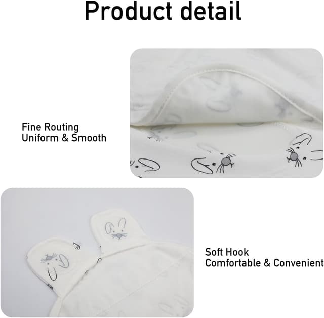 Detalle de GLLQUEN BABY Baby Swaddle Wraps (0–3 months), Oeko-Tex 100 organic cotton, 3-pack (Bunny Land)