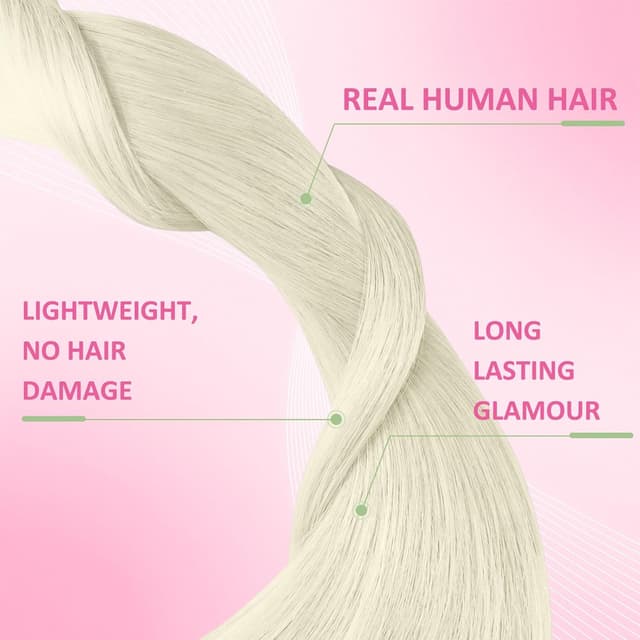 Detalle de YoungSee Tape-in Extensions Echthaar Platinblond, 60 cm (60A) – 50 g