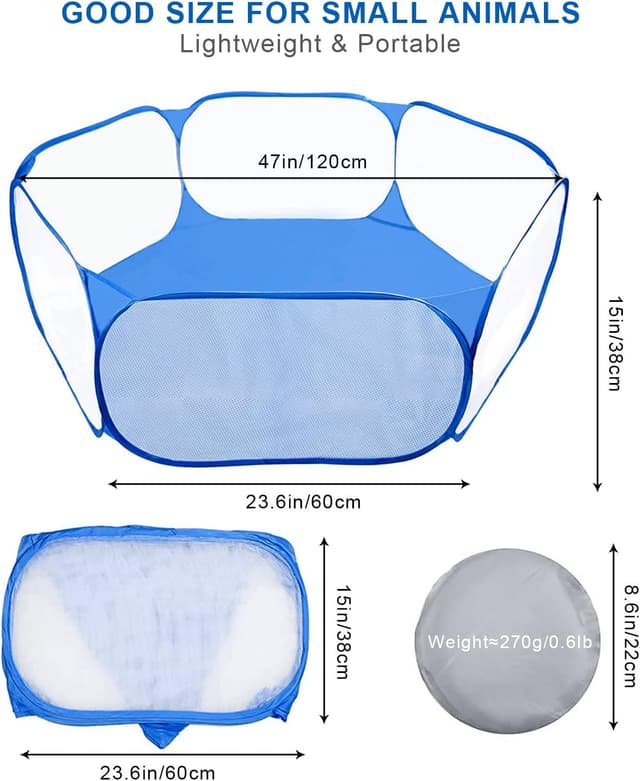 Detalle de MAIKEHIGH Foldable Pet Puppy Playpen Cage Play Tent for Small Animals – Portable Indoor/Outdoor Fence