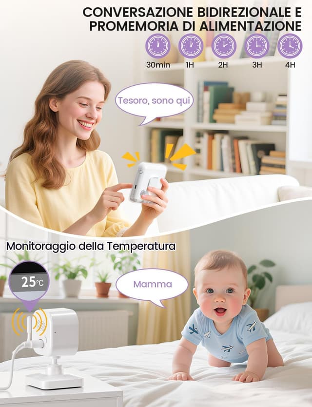 Thumbnail 5 de OBVHNUA Baby Monitor 2,8" 720P con visione notturna