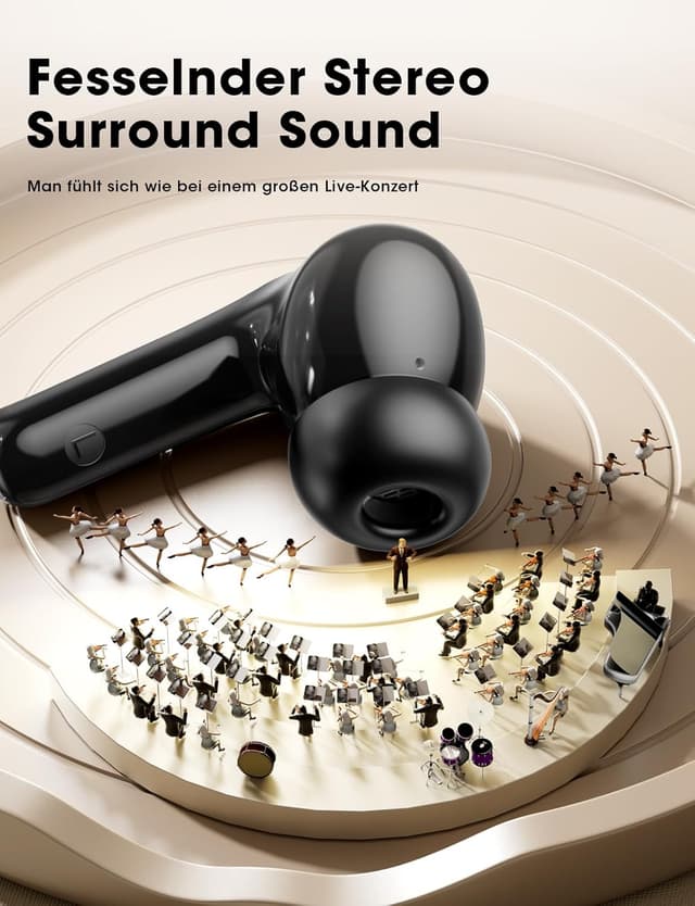 Detalle 2 de ZZU 2026 Bluetooth In-Ear-Kopfhörer kabellos (Bluetooth 5.4, 4× ENC Mikrofone, IPX7) – mit LED & bis zu 48 Std. Spielzeit