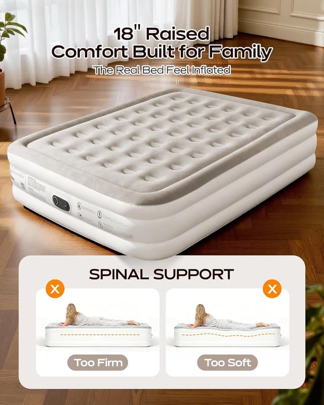 Detalle 2 de Lopekuty Premium Air Mattress with Built-in Pump (Double) – 203 x 152 x 46cm