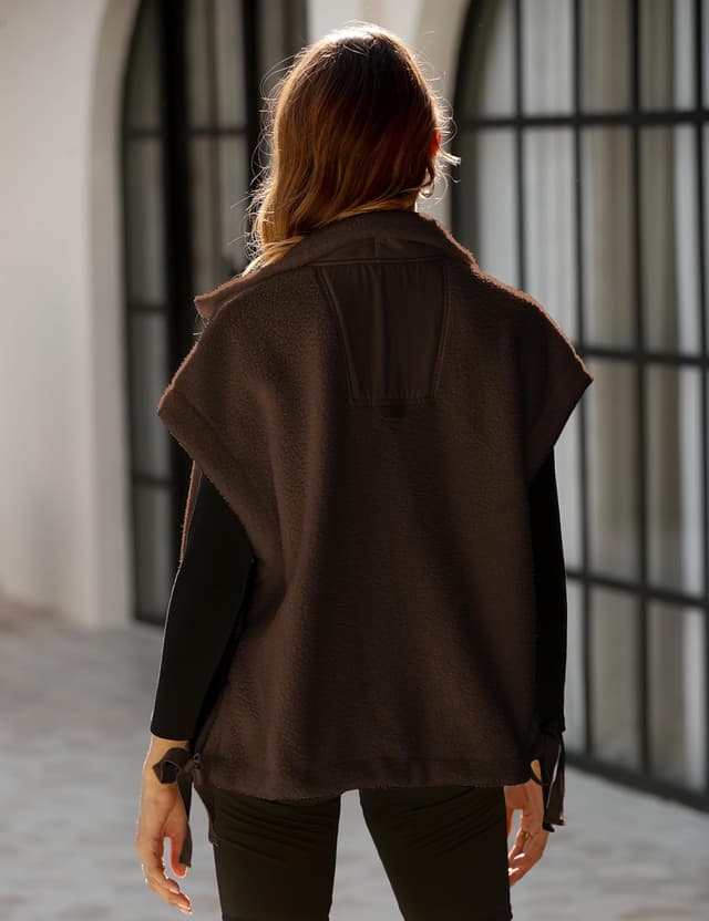 Detalle 2 de OPCAKM Women’s Fuzzy Fleece Vest Gilet with Pockets