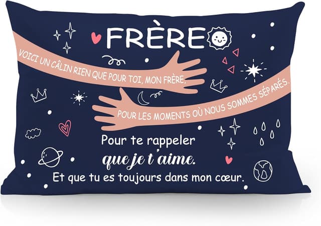 Imagen de Taies d'oreiller frère 45x45 cm Voici un câlin en OfertitasTOP