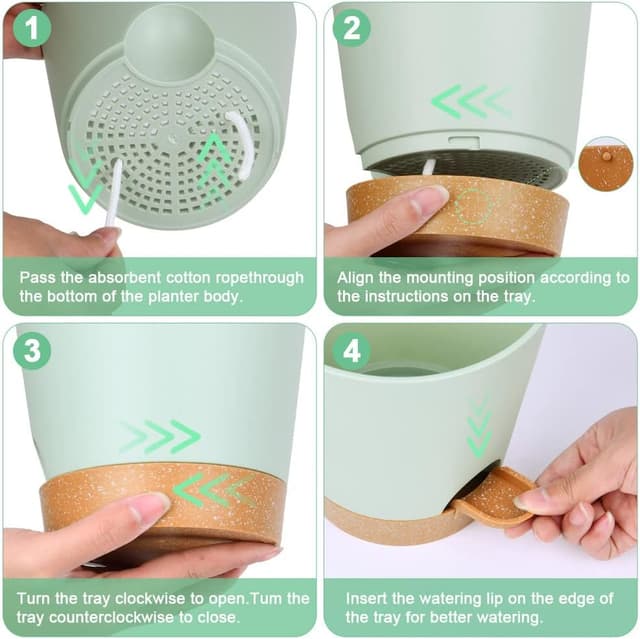 Thumbnail 4 de OFFCUP Vasi per piante autoirriganti da 20 cm (set da 3) con sottovasi, corde in cotone e etichette