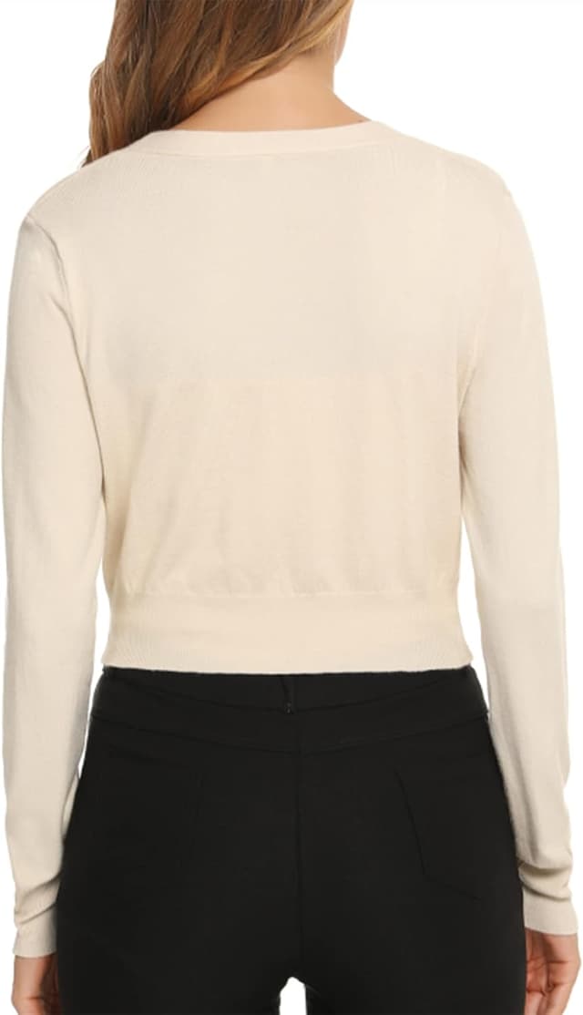 Thumbnail 6 de Yukiuiny Damen Bolero Strickjacke mit 3 Knöpfen