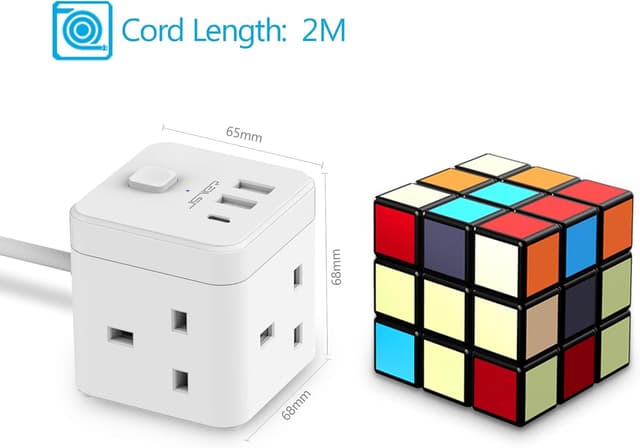 Thumbnail 4 de JSVER Cube Extension Lead 2m with USB ports 🔌