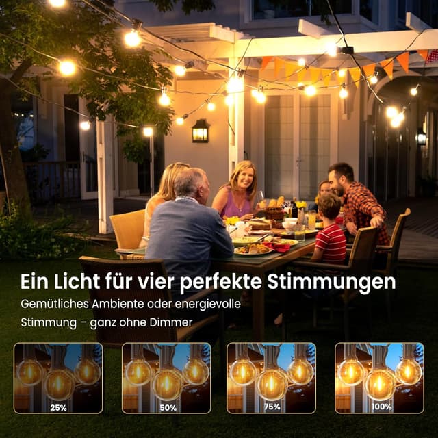 Thumbnail 5 de LONIUTO Lichterkette Außen 15 m 25+2 G40 LED warmweiß