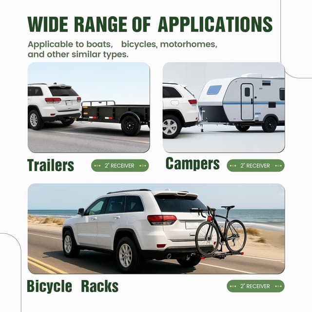 Detalle 2 de ALMULOO 2-Inch Class 3 Trailer Hitch Receiver (Powder-Coated Black Steel) for Dodge Durango & Jeep Grand Cherokee