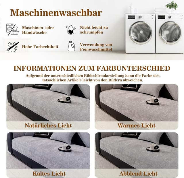 Thumbnail 5 de Sofa Überzug 3 Sitzer 70 x 180 cm Hellgrau