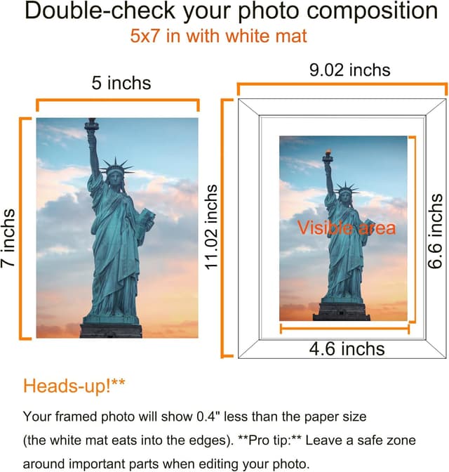 Detalle de SESEAT 8x10 Picture Frame (Brown), Set of 6 for 5x7 With Mat or 8x10 Without Mat