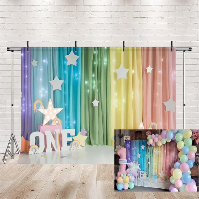 Thumbnail 1 de MEHOFOND 7x5ft Rainbow Birthday Banner