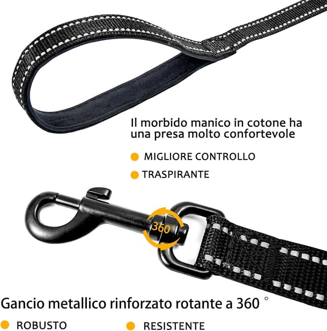 Detalle 2 de COMSLE guinzaglio lungo per addestramento: lunghina in nylon con gancio robusto e impugnatura imbottita (3/5/10/15/20 m)