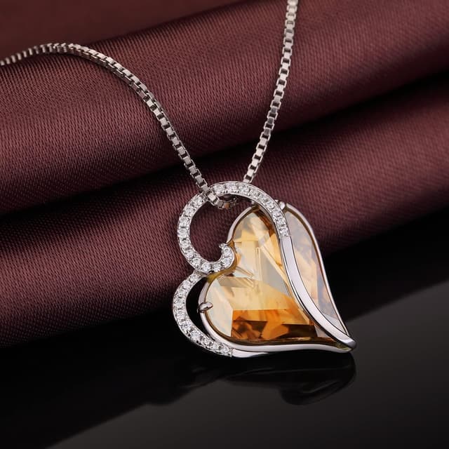 Detalle de jiamiaoi Kette Herz Silber mit Anhänger – Damen-Halskette mit Herz-Design und Zirkonia