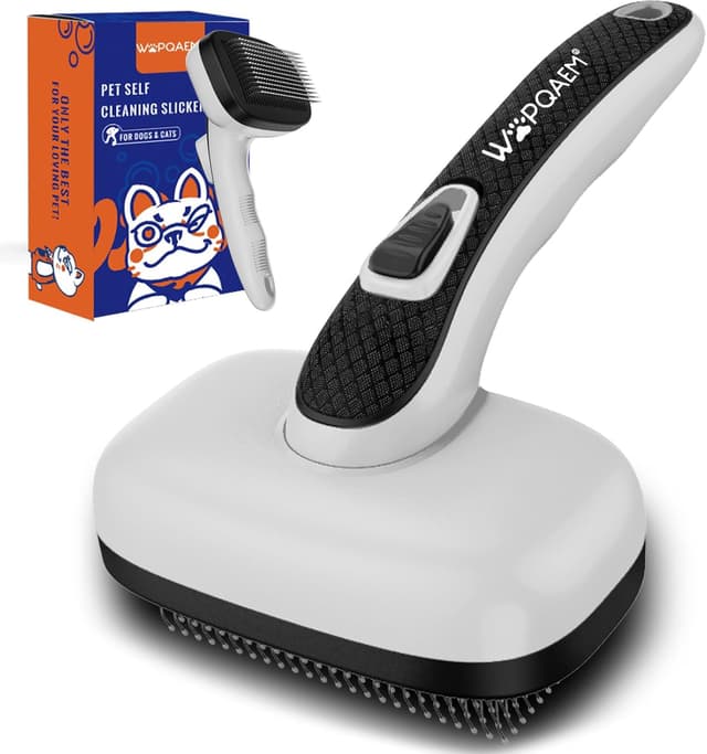 Detalle de WOPQAEM Self-Cleaning Slicker Cat Brush for short or long-haired cats (grey)