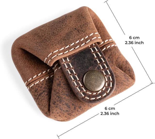 Detalle de Berliner Bags Vintage Kleingeldbörse Lena S – kleine Münzbörse aus Büffelleder (braun)