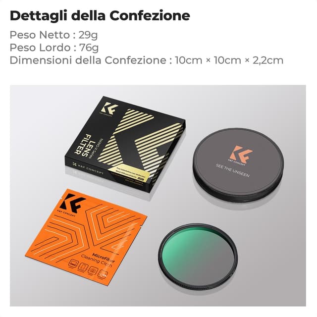 Thumbnail 6 de K&F CONCEPT filtro 49mm Nano-Xcel Nano-Xcel CPL & Black Mist 1/4 (28 strati, True Color e riflettività ultrabassa)