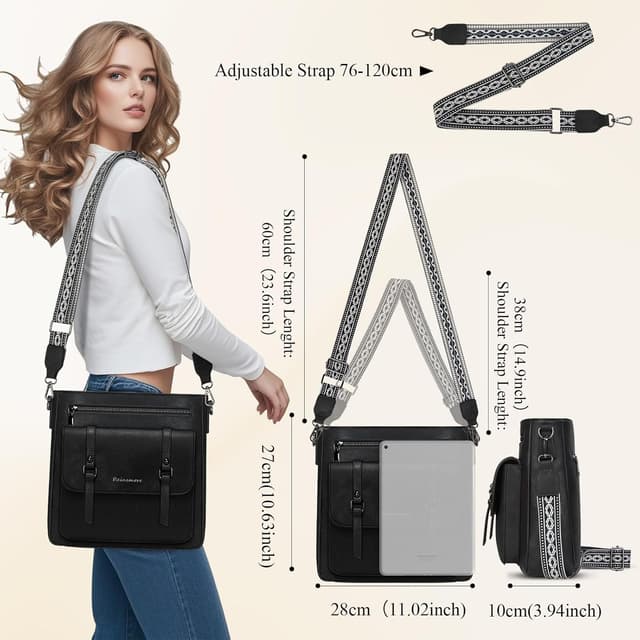 Detalle 2 de RAINSMORE Umhängetasche Damen Mittelgroß Schwarz