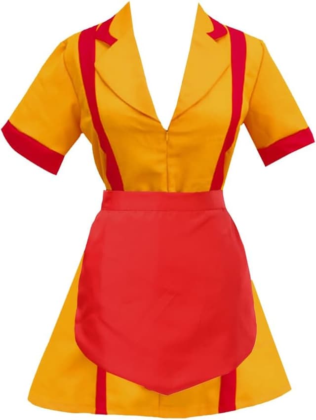 Detalle 2 de GOLDSTITCH Women Waitress Uniform Yellow Dress + Apron Costume