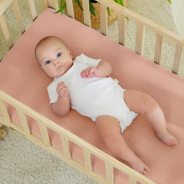 Detalle de Kewlife gift Baby Musselin Spannbettlaken 80x50 cm (2er-Set) aus 100 % Baumwolle