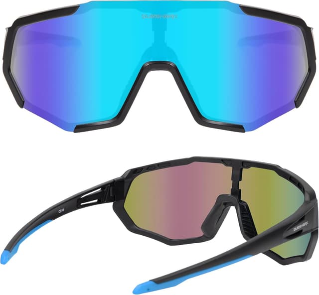 Detalle de Queshark Occhiali Veloci – occhiali da ciclismo uomo e donna con telaio TR90 e protezione UV400