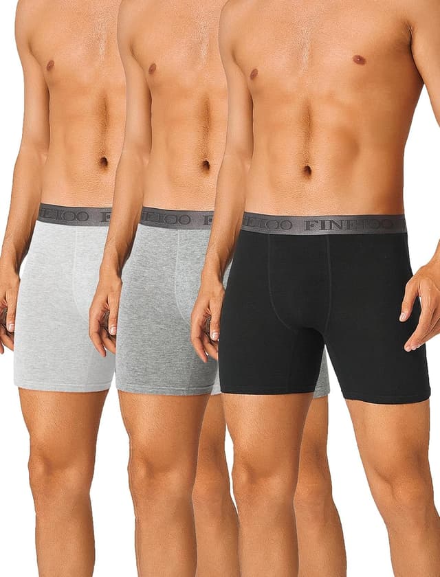 Detalle 2 de FINETOO lot de 3 boxers homme en coton long (sans étiquette) — caleçons fitted S à 2XL