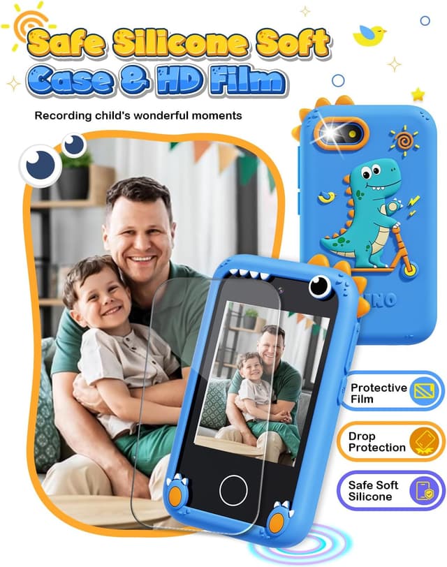 Detalle de BAISIQI Kids Smart Phone (Dinosaur Phone) for Boys 3–8 with Dual Camera & 2.8" Touchscreen