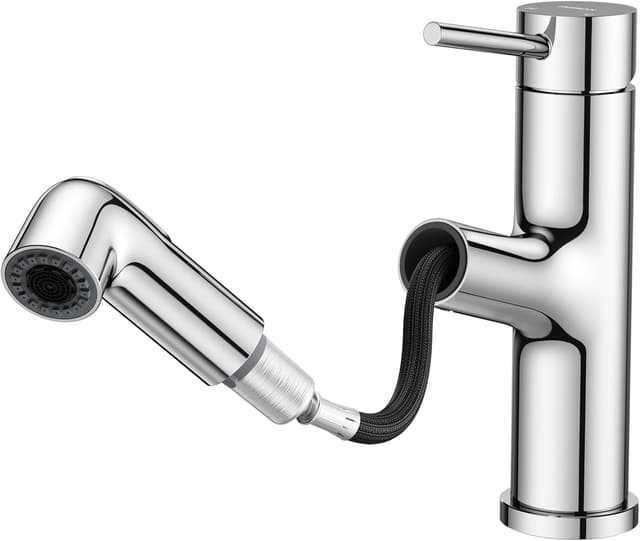 Detalle de HURRAN Rubinetto da bagno estraibile con miscelatore monocomando e 2 modalità di flusso in acciaio inox cromato