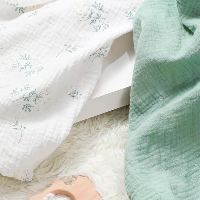 Thumbnail 1 de Peepeemax Musselin-Baumwolle Spannbettlaken 80x40 cm (2er-Pack) – passend für Kinderwagen, Stubenwagen & Beistellbett in Grün