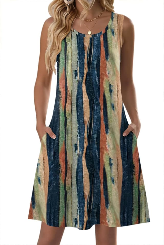 Detalle 2 de Zeagoo 2026 Summer Sleeveless Floral T-Shirt Sundress with Pockets