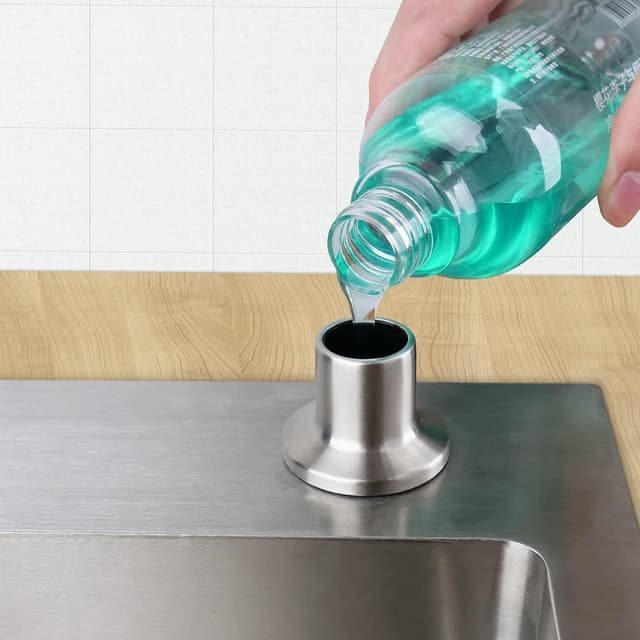 Detalle de Distributeur de savon encastrable AIKE 500 ml en acier inoxydable (SUS304) pour évier