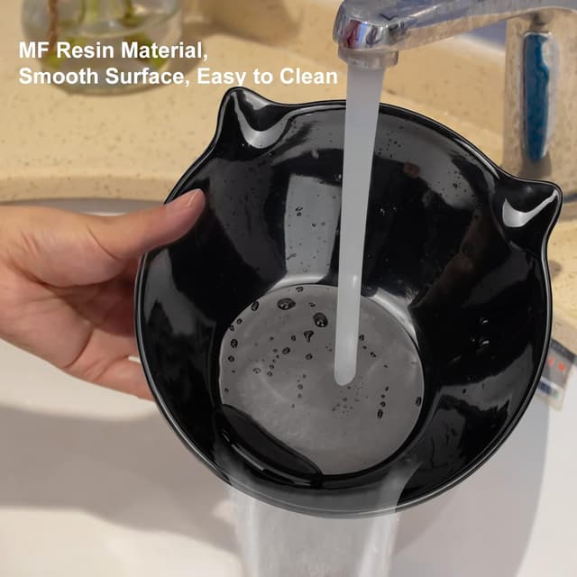 Detalle de vootun Futternapf Katze – erhöhter Katzennapf mit 15° Neigung, Anti-Erbrechen Fressnapf (Schwarz)