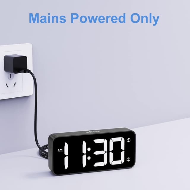 Detalle de LATEC Réveil Numérique LED 5,8" avec luminosité et volume réglables, 2 alarmes et snooze (noir)