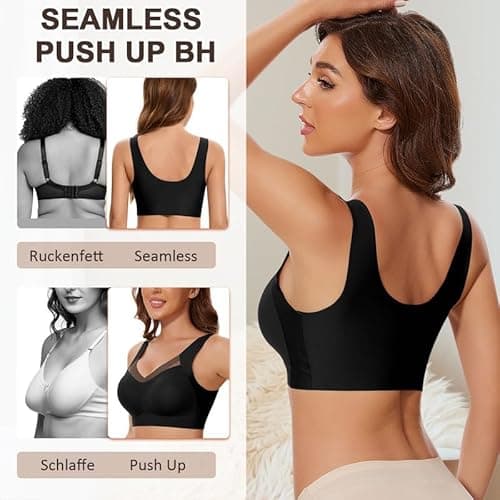 Detalle de Jiuday nahtloser BH ohne Bügel für große Brüste – gepolstertes Soft-Comfort Bustier mit breiten Trägern