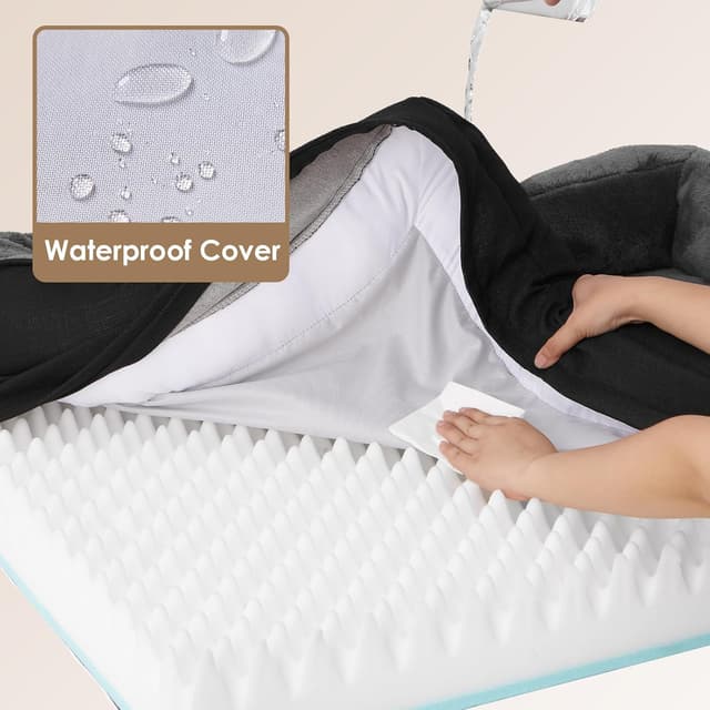 Detalle 2 de EHEYCIGA Memory Foam Orthopedic Dog Bed Large (91x68x17cm) with Bolsters, Waterproof Liner & Removable Cover