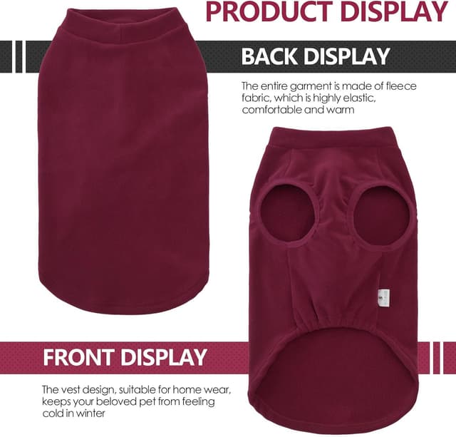 Detalle 2 de BT Bear Dog Winter Coat (Fleece Jacket Vest) – Soft warm fleece for medium to large dogs, Red (XL)