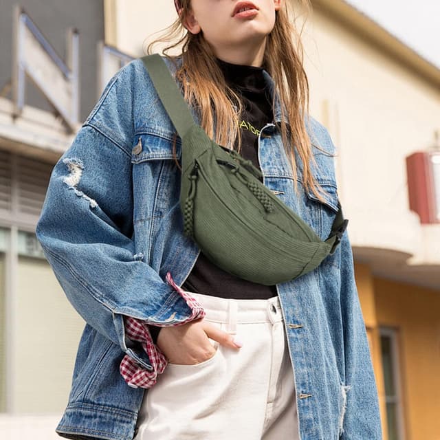 Thumbnail 6 de Aucuu Cord-Bauchtasche/Umhängetasche Damen – klein, verstellbar, mit mehreren Reißverschlusstaschen