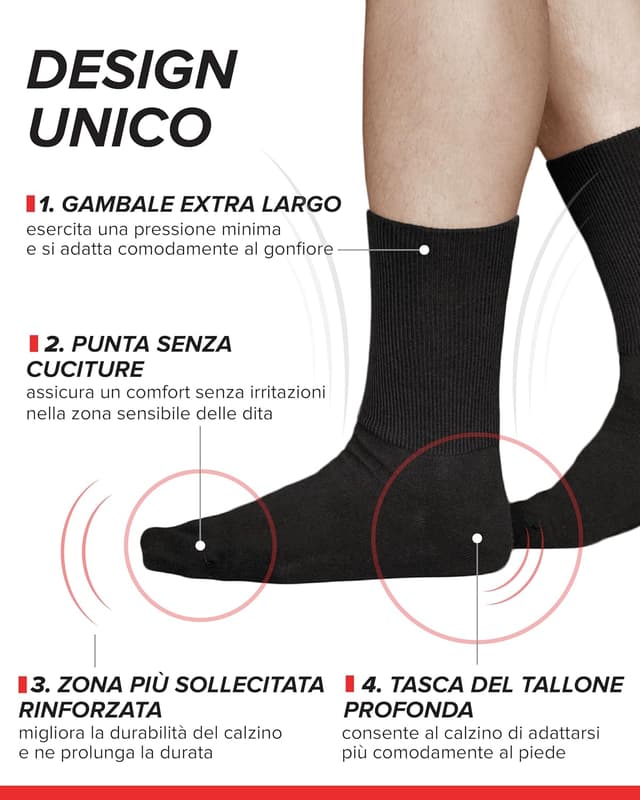 Thumbnail 6 de vitsocks Calzini per Diabetici Extra Larghi senza Elastico da Uomo (3 paia) in cotone morbido