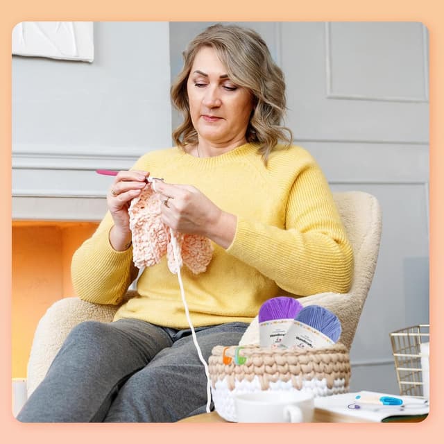 Detalle de Aeelike fil coton pour crochet (200 g, 100% acrylique) – couleur racine de lotus