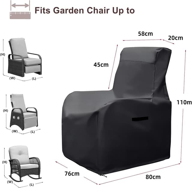 Detalle de ATR ART TO REAL Gartenstuhl-Abdeckung (81 x 81 x 103 cm) wasserdicht & UV-beständig mit Kordelzug