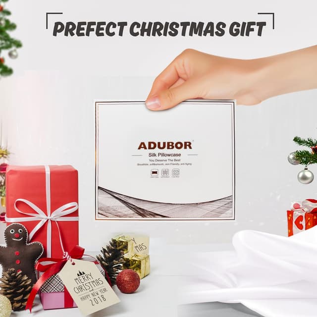 Thumbnail 6 de Adubor 100% Silk Pillowcase (23 Momme) with Hidden Zipper, 20x30inch, White